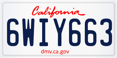 CA license plate 6WIY663