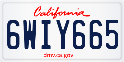 CA license plate 6WIY665