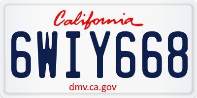 CA license plate 6WIY668