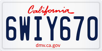 CA license plate 6WIY670