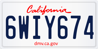 CA license plate 6WIY674