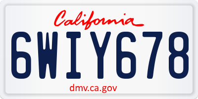 CA license plate 6WIY678