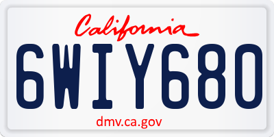 CA license plate 6WIY680