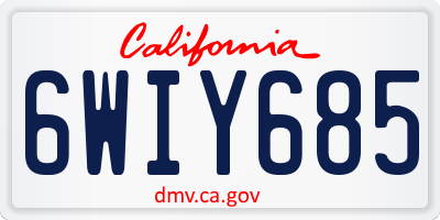 CA license plate 6WIY685