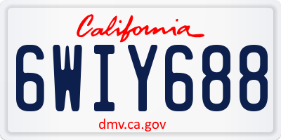 CA license plate 6WIY688