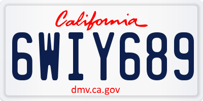 CA license plate 6WIY689