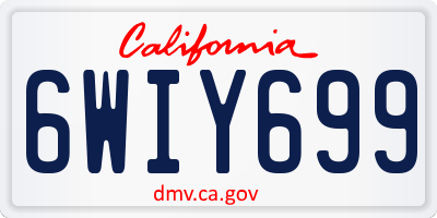 CA license plate 6WIY699