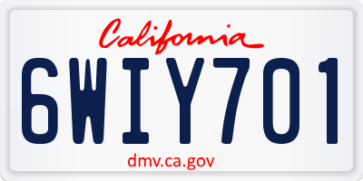 CA license plate 6WIY701