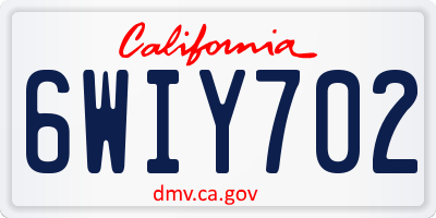 CA license plate 6WIY702