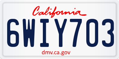 CA license plate 6WIY703