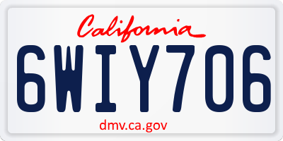 CA license plate 6WIY706