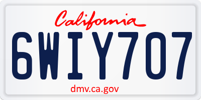 CA license plate 6WIY707