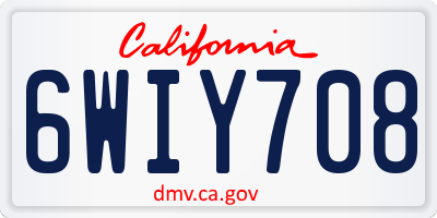 CA license plate 6WIY708
