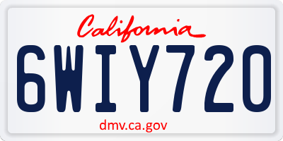 CA license plate 6WIY720