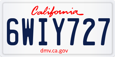CA license plate 6WIY727