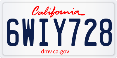 CA license plate 6WIY728
