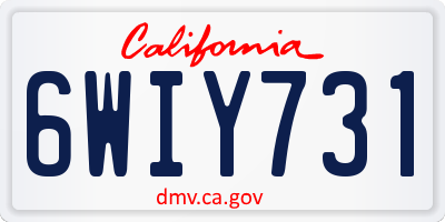 CA license plate 6WIY731