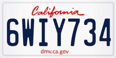CA license plate 6WIY734