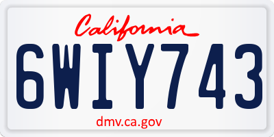 CA license plate 6WIY743