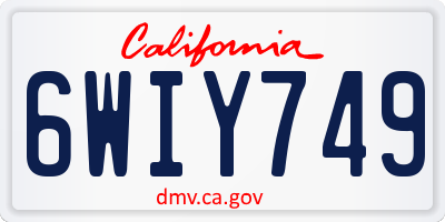 CA license plate 6WIY749