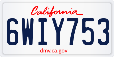 CA license plate 6WIY753