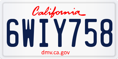 CA license plate 6WIY758