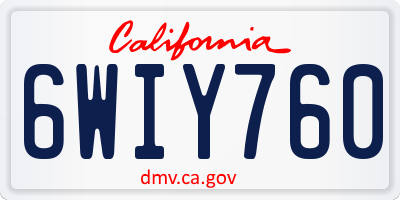 CA license plate 6WIY760
