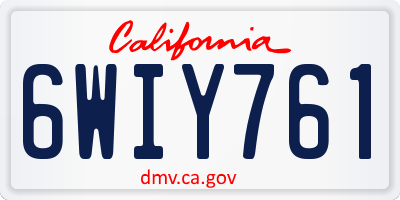 CA license plate 6WIY761