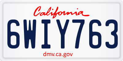 CA license plate 6WIY763