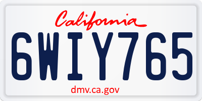 CA license plate 6WIY765