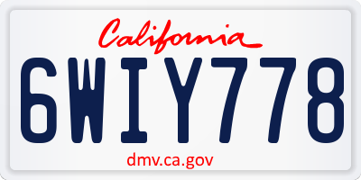 CA license plate 6WIY778