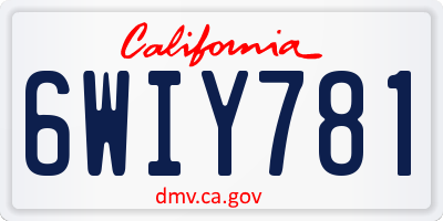 CA license plate 6WIY781