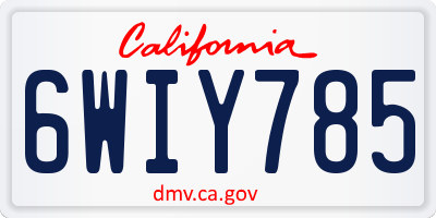 CA license plate 6WIY785