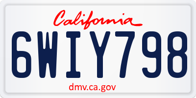 CA license plate 6WIY798