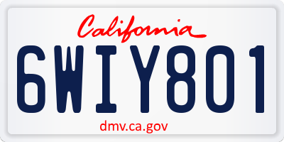 CA license plate 6WIY801