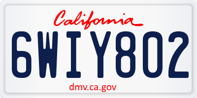 CA license plate 6WIY802