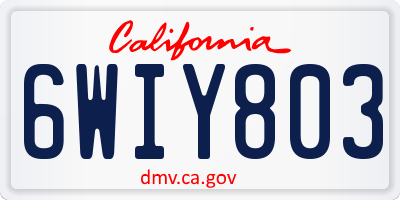 CA license plate 6WIY803