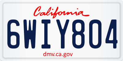 CA license plate 6WIY804