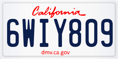 CA license plate 6WIY809