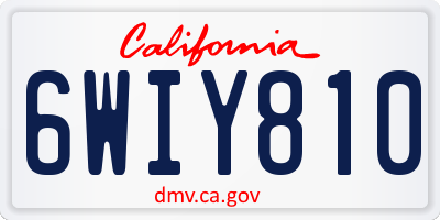 CA license plate 6WIY810