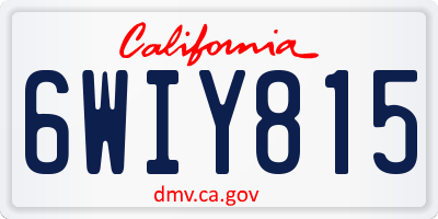 CA license plate 6WIY815