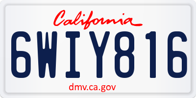CA license plate 6WIY816