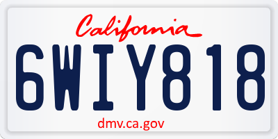 CA license plate 6WIY818