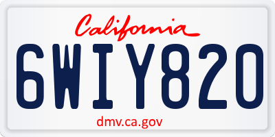 CA license plate 6WIY820