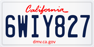 CA license plate 6WIY827