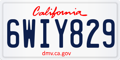 CA license plate 6WIY829