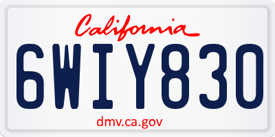 CA license plate 6WIY830