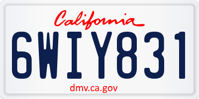 CA license plate 6WIY831