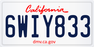 CA license plate 6WIY833
