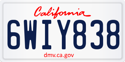 CA license plate 6WIY838